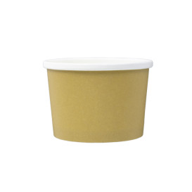 Kraft Kartonnen Pot met Witte Rand 250ml Ø9,0cm (500 Stuks)