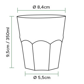 Herbruikbare Onbreekbare Beker PP Cocktail transparant Ø8,4cm 350ml (20 stuks) 
